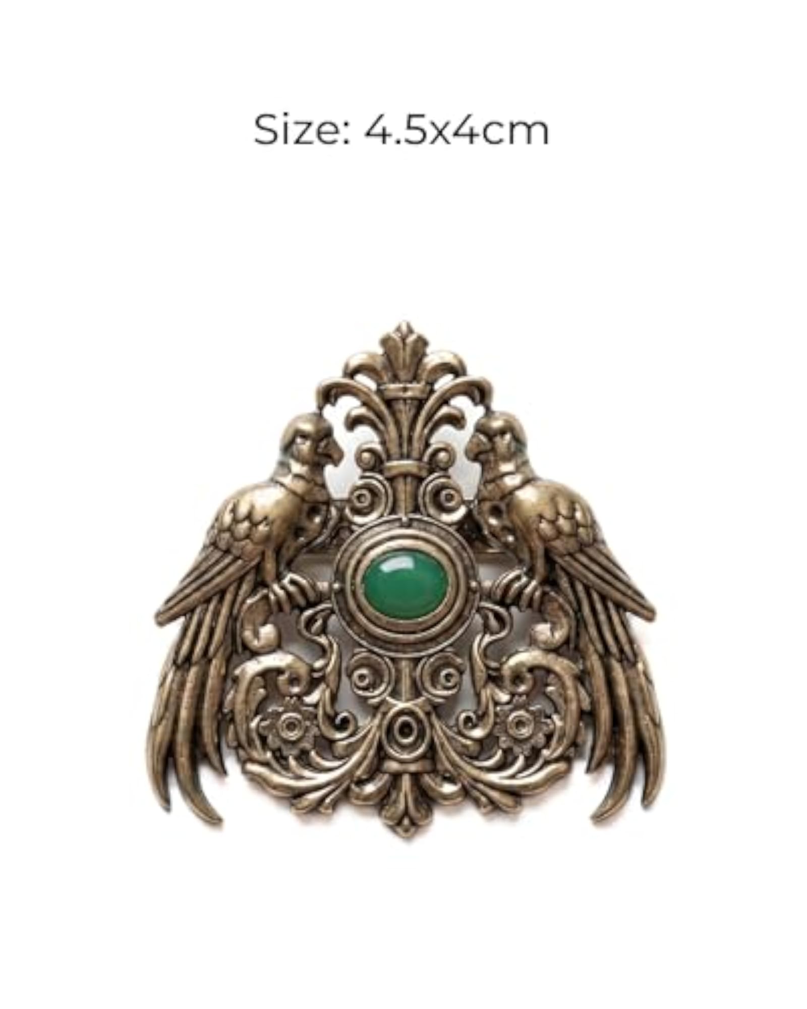 Antique Gold Brass Emerald Parrot Brooch for Men, Wedding Gift